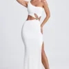 Rosalia Hardware Detail One-Shoulder Maxi Dress in White
