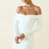 Rosanna Off-Shoulder Ruched Bodycon Mini Dress in Vanilla