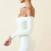 Rosanna Off-Shoulder Ruched Bodycon Mini Dress in Vanilla