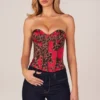 Rose Bandeau Lace-Up Corset Top  in Rose Leopard Print
