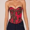 Rose Bandeau Lace-Up Corset Top  in Rose Leopard Print