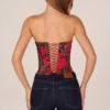 Rose Bandeau Lace-Up Corset Top  in Rose Leopard Print