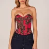 Rose Bandeau Lace-Up Corset Top  in Rose Leopard Print