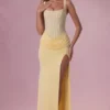 Rosina Mesh Draped Bridesmaid Dress in Butter Yellow