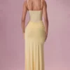 Rosina Mesh Draped Bridesmaid Dress in Butter Yellow