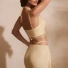 Roux Embellished Strap Detail Mini Skirt in Gold