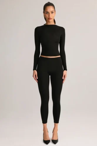 Roux Modal Mid-Rise Cropped Leggings in Black