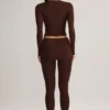 Roux Modal Mid-Rise Cropped Leggings in Chocolate Brown