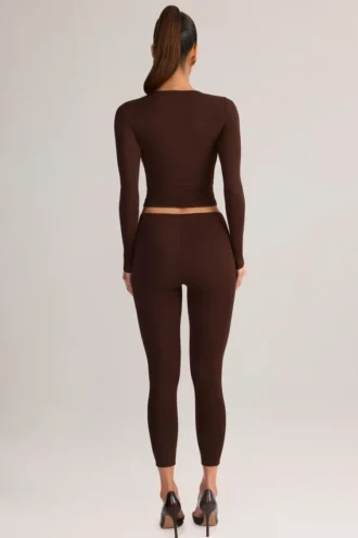 Roux Modal Mid-Rise Cropped Leggings in Chocolate Brown