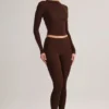 Roux Modal Mid-Rise Cropped Leggings in Chocolate Brown