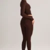 Roux Modal Mid-Rise Cropped Leggings in Chocolate Brown