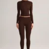 Roux Modal Mid-Rise Cropped Leggings in Chocolate Brown