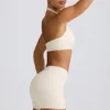 Ruched Mini Shorts in Ivory Marl