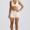 Ruched Mini Shorts in Ivory Marl