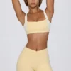 Ruched Mini Shorts in Lemon Marl