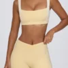 Ruched Mini Shorts in Lemon Marl