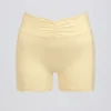 Ruched Mini Shorts in Lemon Marl