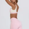 Ruched Mini Shorts in Pale Pink Marl