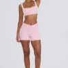 Ruched Mini Shorts in Pale Pink Marl