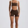 Ruched Mini Shorts in Pecan Marl
