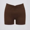 Ruched Mini Shorts in Pecan Marl