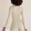 Rue Long Sleeve Square Neck Unitard in Ivory