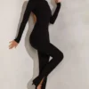 Rumer High Neck Open Back Jumpsuit in Black