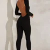 Rumer High Neck Open Back Jumpsuit in Black