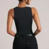Rumi Deep Plunge Halterneck Bodysuit in Black