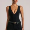 Rumi Deep Plunge Halterneck Bodysuit in Black