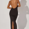 Ryatt Ruched Bodycon Maxi Dress in Black