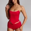 Sabrine Slinky Jersey Low-Rise Hotpants in Fire Red