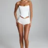 Sabrine Slinky Jersey Low-Rise Hotpants in White