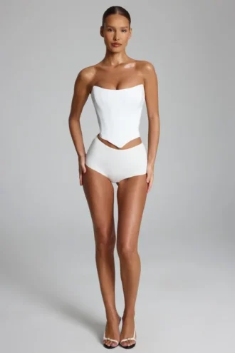 Sabrine Slinky Jersey Low-Rise Hotpants in White
