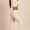 Safia Fluffy Knit Wide-Leg Trousers in Ivory