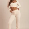 Safia Fluffy Knit Wide-Leg Trousers in Ivory