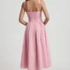 Saidey Broderie Anglaise Bow-Detail A-Line Midaxi Dress in Soft Pink