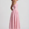 Saidey Broderie Anglaise Bow-Detail A-Line Midaxi Dress in Soft Pink