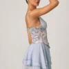 Sakura Embellished Ruffled Corset Mini Dress in Floral Blue