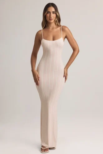 Salma Modal Scoop-Neck Strappy Maxi Dress in Stripe Print