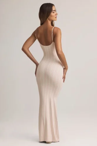 Salma Modal Scoop-Neck Strappy Maxi Dress in Stripe Print