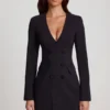 Samantae Structured Single-Breasted Blazer Mini Dress in Black