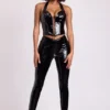 Samara Vinyl High V-Waist Leggings in Black