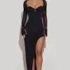 San Marino Embellished Side Split Maxi Dress in Black