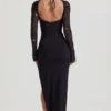 San Marino Embellished Side Split Maxi Dress in Black