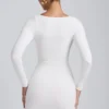 Sana Modal Ruched Long-Sleeve Mini Dress in White