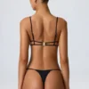 Sanibel Chain-Embellished Cut-Out Bikini Top in Black
