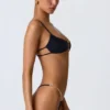 Sanibel Chain-Embellished Cut-Out Bikini Top in Black