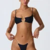 Sanibel Chain-Embellished Cut-Out Bikini Top in Black