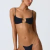 Sanibel Chain-Embellished Cut-Out Bikini Top in Black